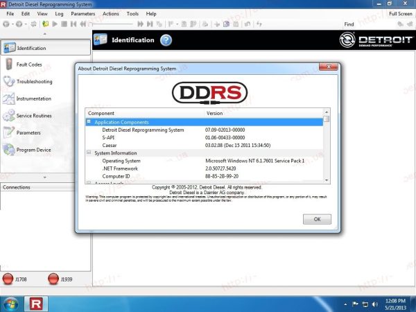 Phần mềm chẩn đoán và lập trình hệ thống điện động cơ Detroit Diesel Cascadia