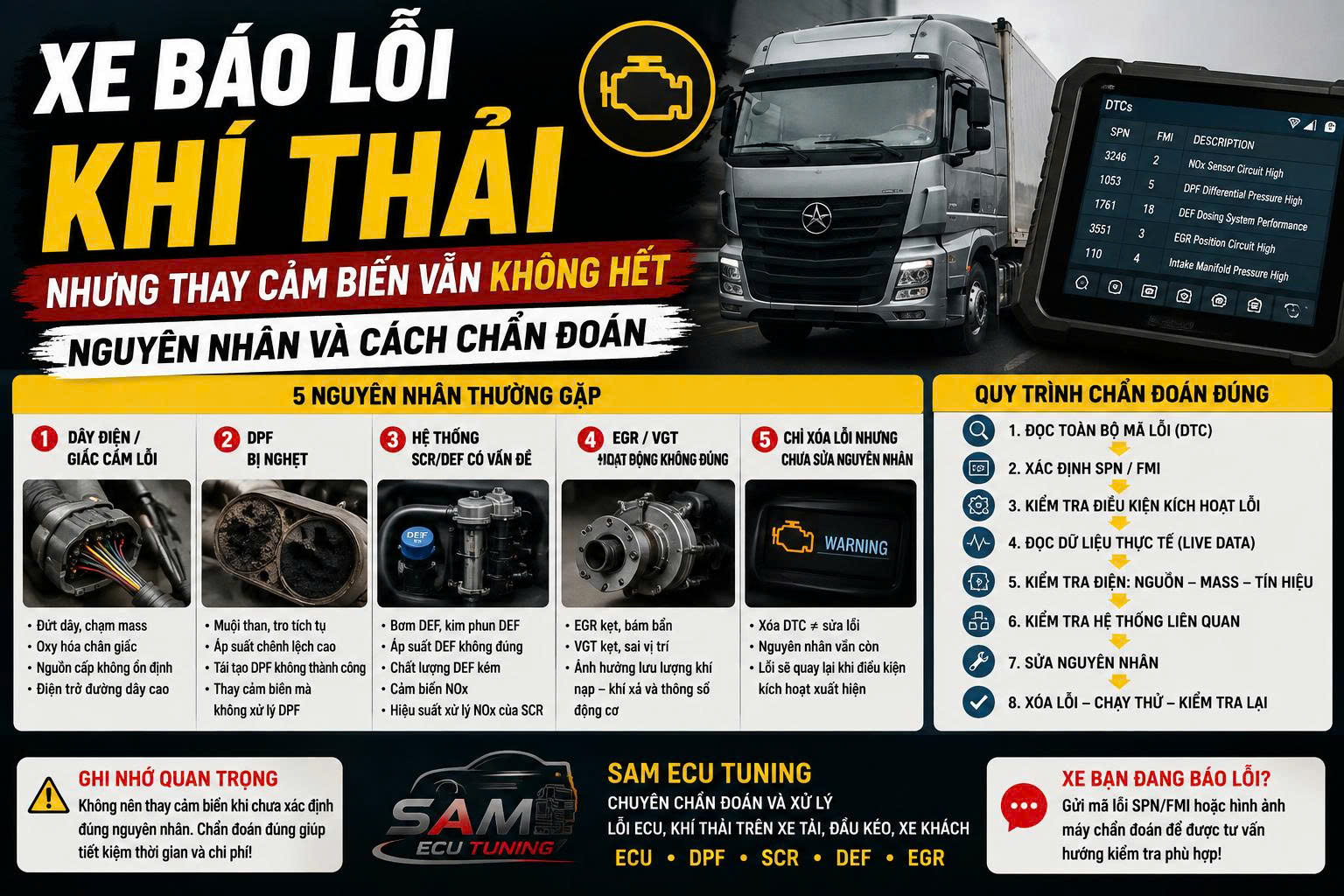 Xe báo lỗi khí thải nhưng thay cảm biến vẫn không hết