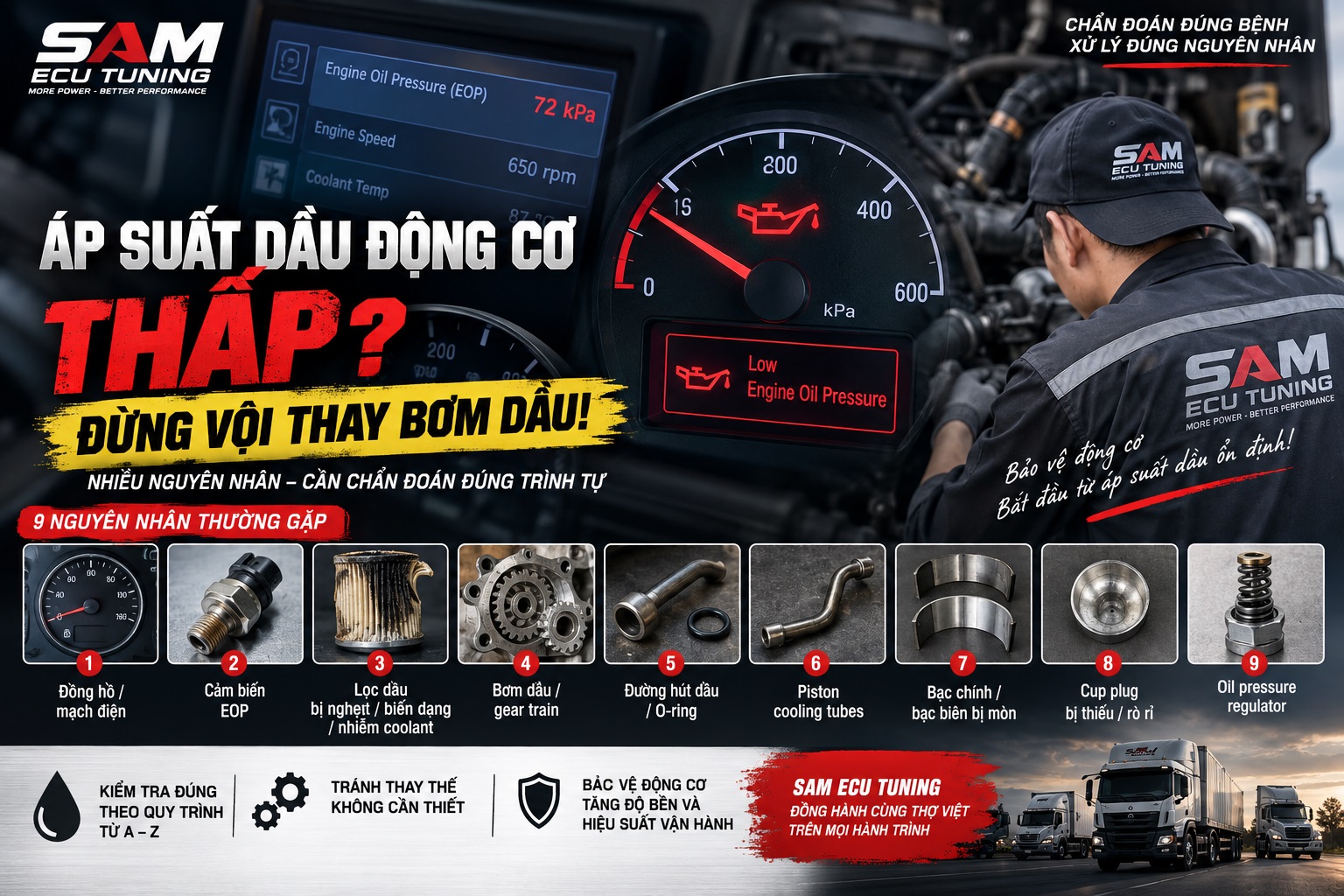 ÁP SUẤT DẦU THẤP – ĐỪNG VỘI THAY BƠM DẦU!