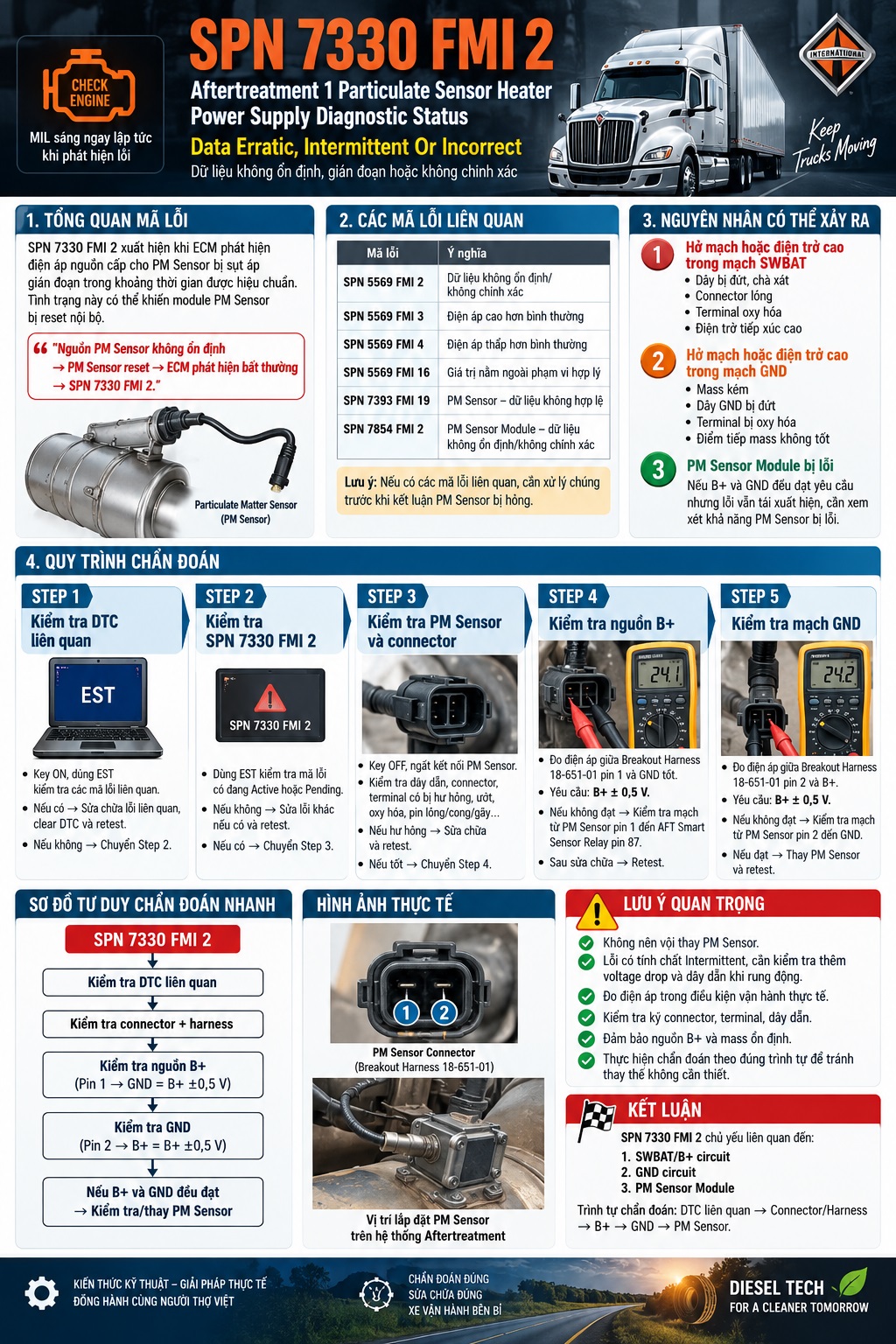 SPN 7330 FMI 2 – Aftertreatment 1 Particulate Sensor Heater Power Supply Diagnostic Status